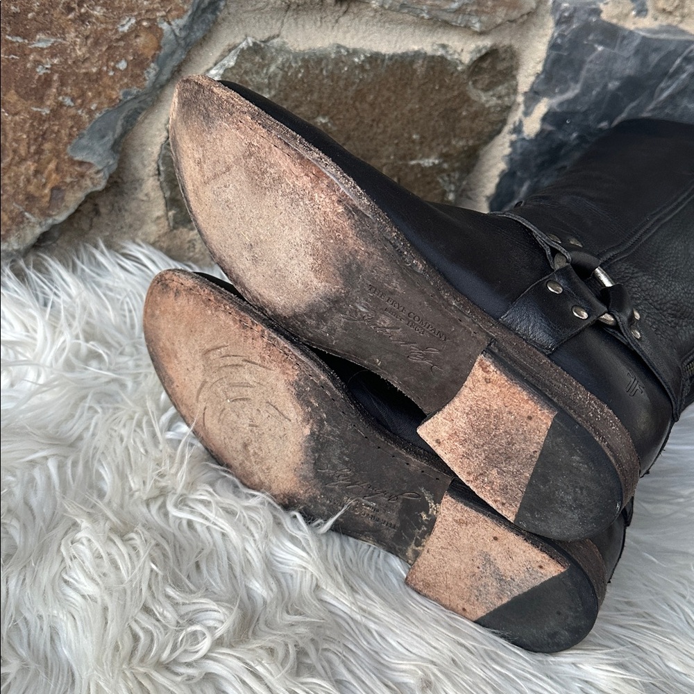 Frye Phillip Harness Tall Women's Leather Casual Dress Boots in Black Size 9.5 - Picture 7 of 10